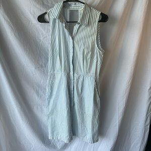 H&M blue and white strip dress open back